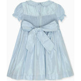 Light Blue Eva Silk Ceremony Girl Hand-Smocked Dress