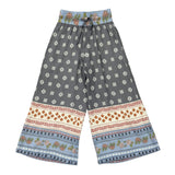 Girls Boho Wide Leg Flowy Pants in Border Print