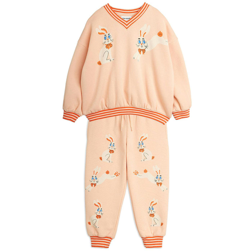 MINI RODINI Vintage Rabbits Sweat Set - Pink