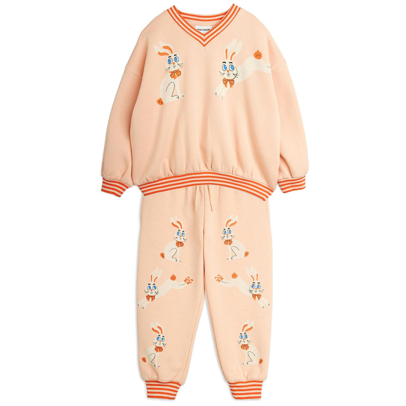 MINI RODINI Vintage Rabbits Sweat Set - Pink