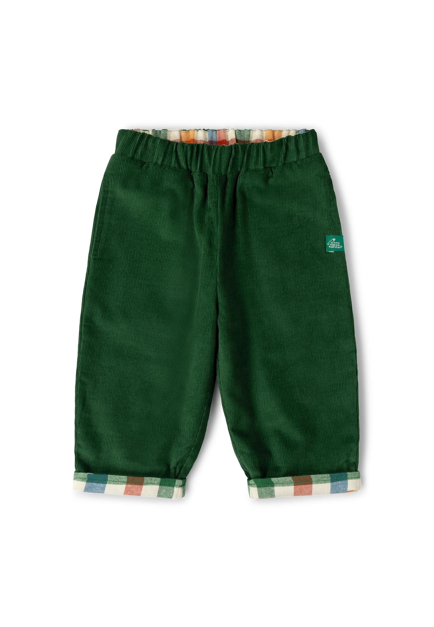 Olive Check Reversible Pull On Trousers, Green