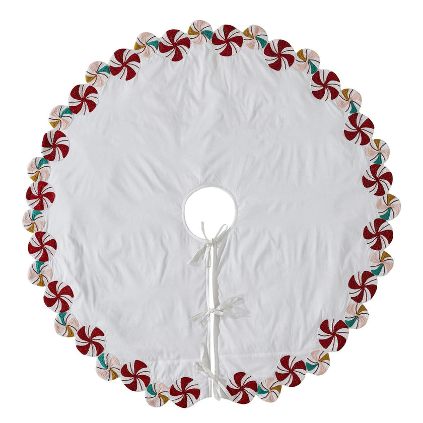 LIMITED EDITION Candy Swirl Hand Beaded Christmas Tree Skirt