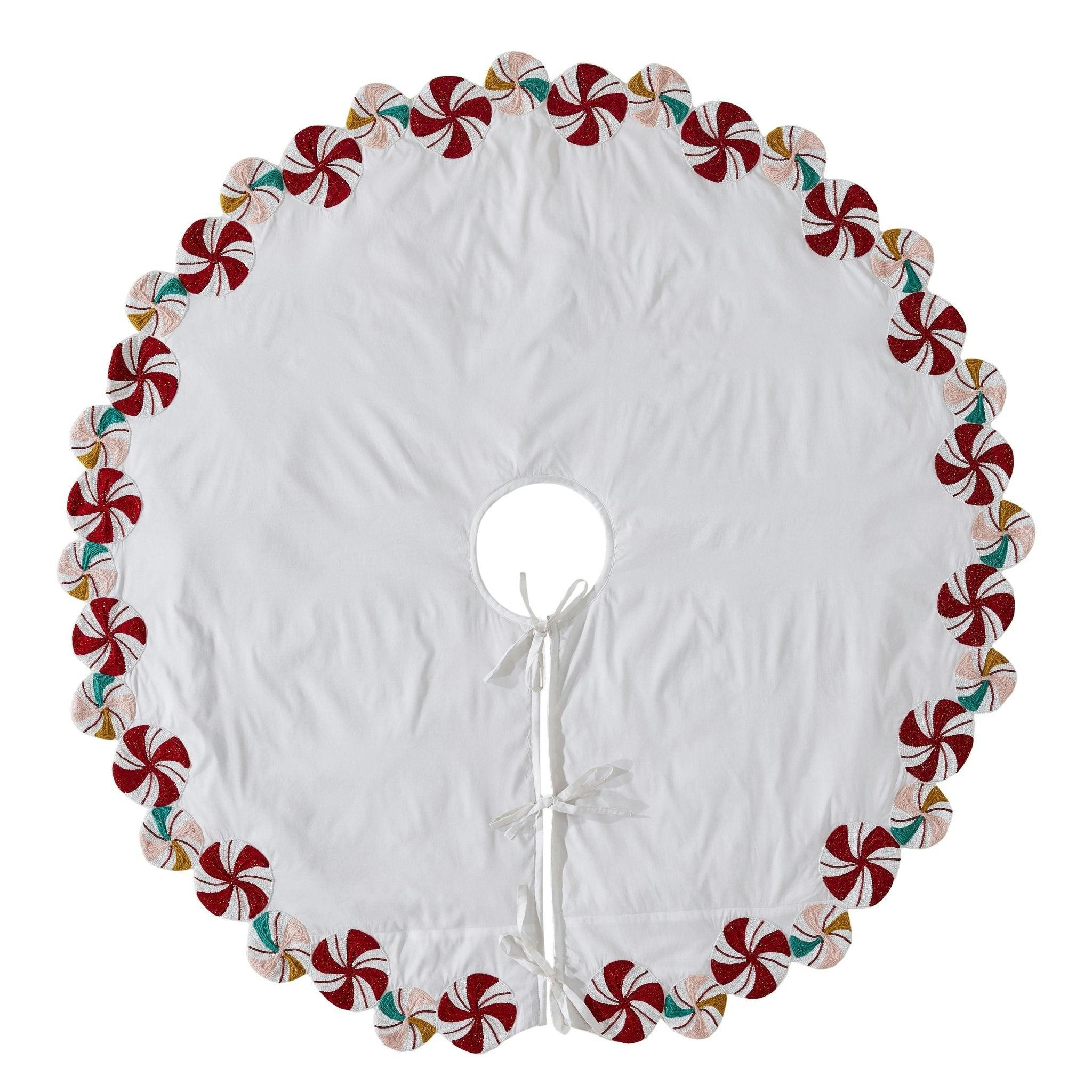 LIMITED EDITION Candy Swirl Hand Beaded Christmas Tree Skirt