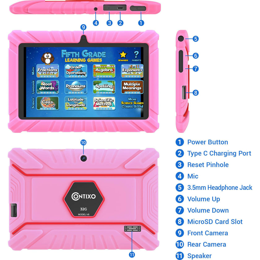 Contixo V8 32GB 7"" Kids Contixo Academy Tablet