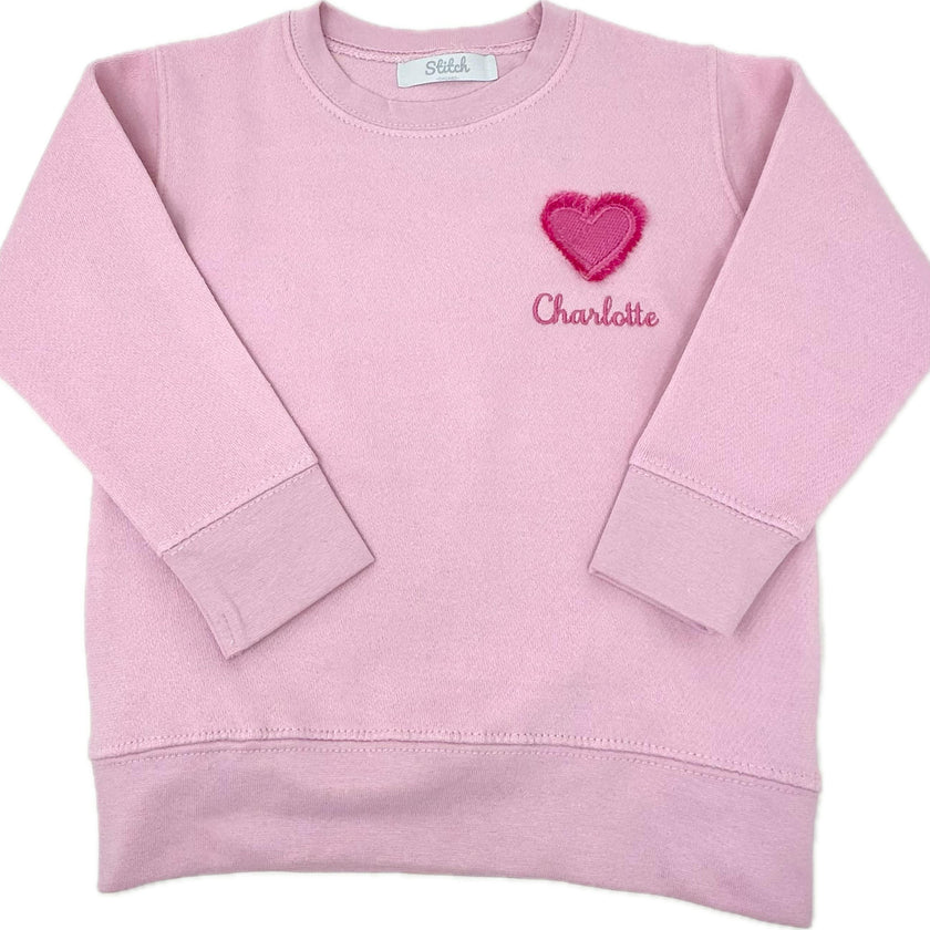 Custom Embroidered Fringe Heart Sweatshirt