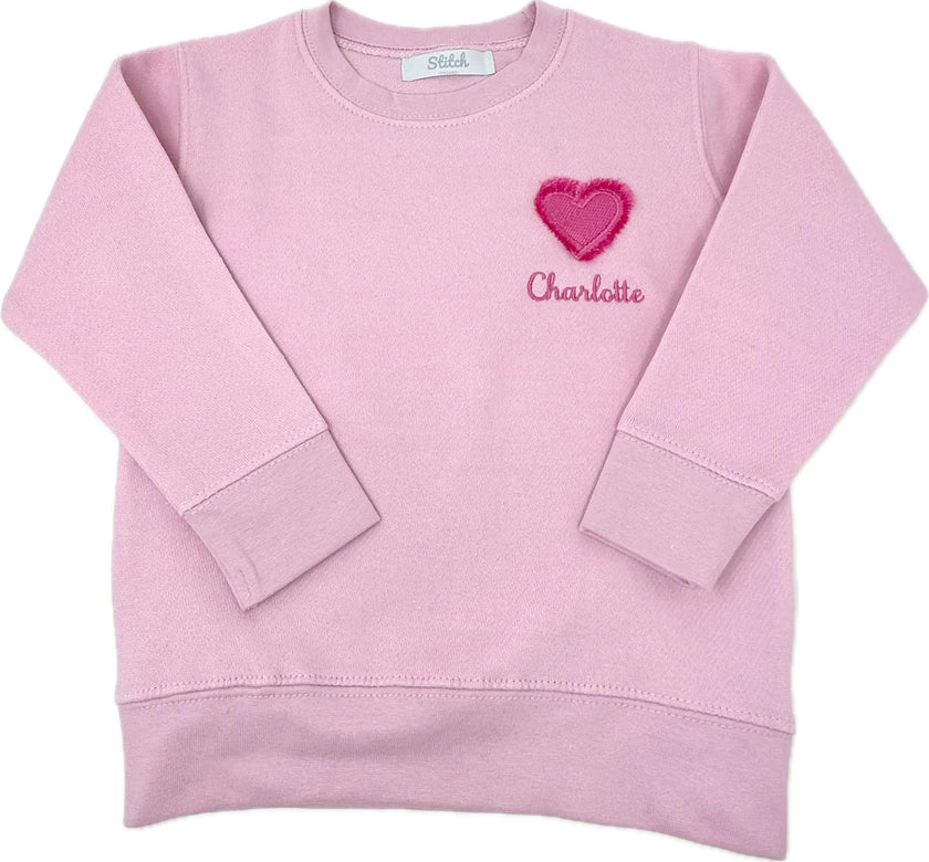 Custom Embroidered Fringe Heart Sweatshirt