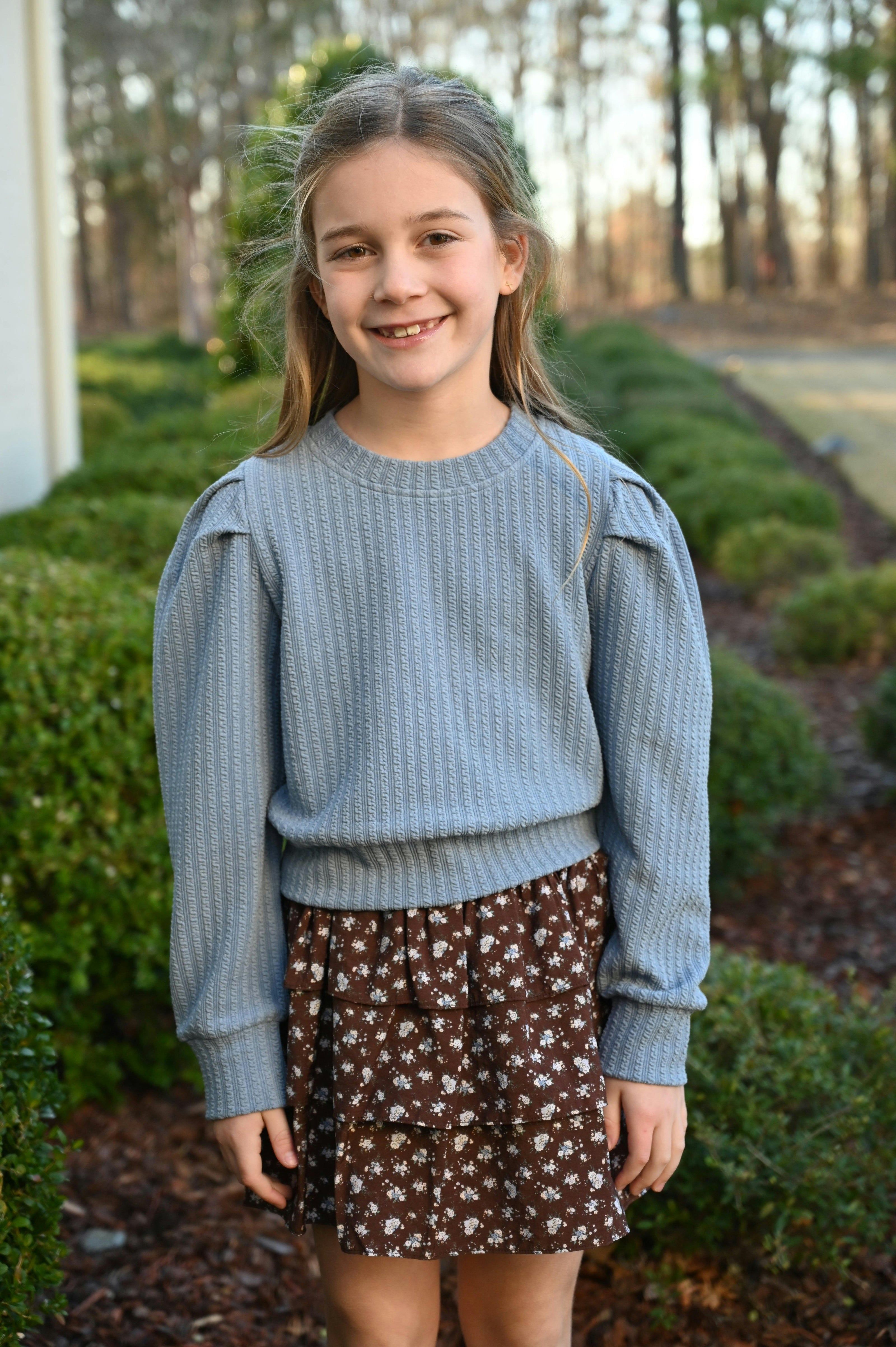 Jane Sweatshirt Textured French Blue