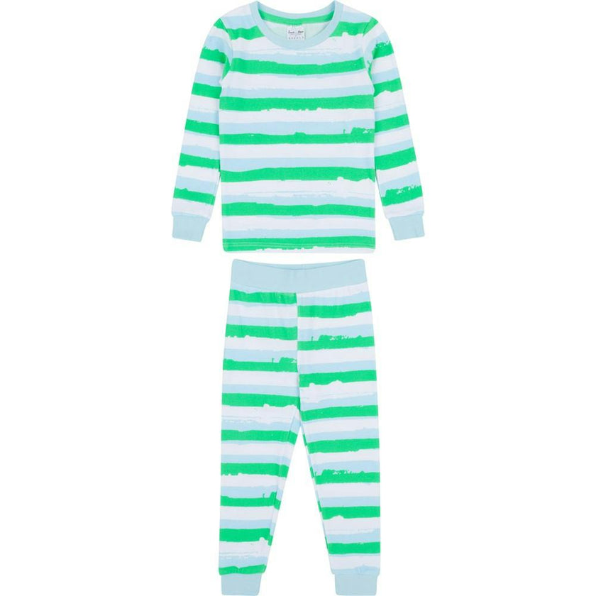 Kids Drawbertson Wild Stripes Long PJ Set - Organic Stretch Jersey Knit Cotton