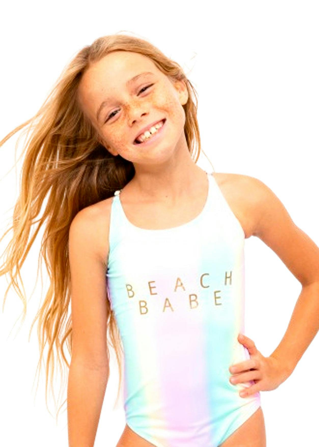 Beach Babe Rainbow Print Fully Lined Swimsuit