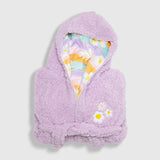 Cozy Switch Robe – Reversible Sherpa & Printed Mink Robe with Appliqué, Happy Daisy Stripes
