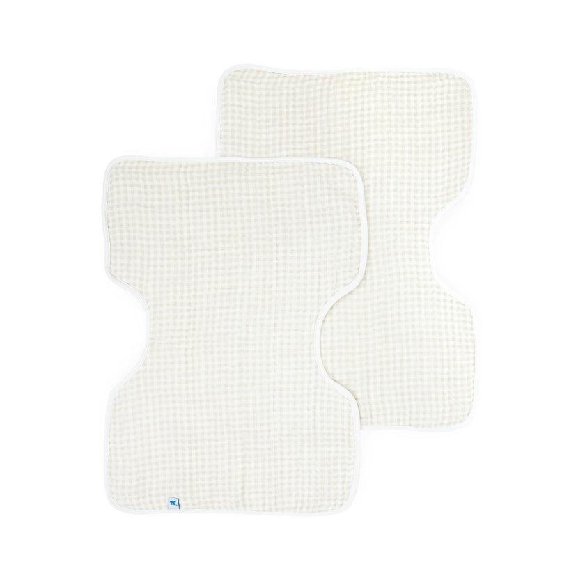 Cotton Muslin Burp Cloth 2 Pack - Tan Gingham