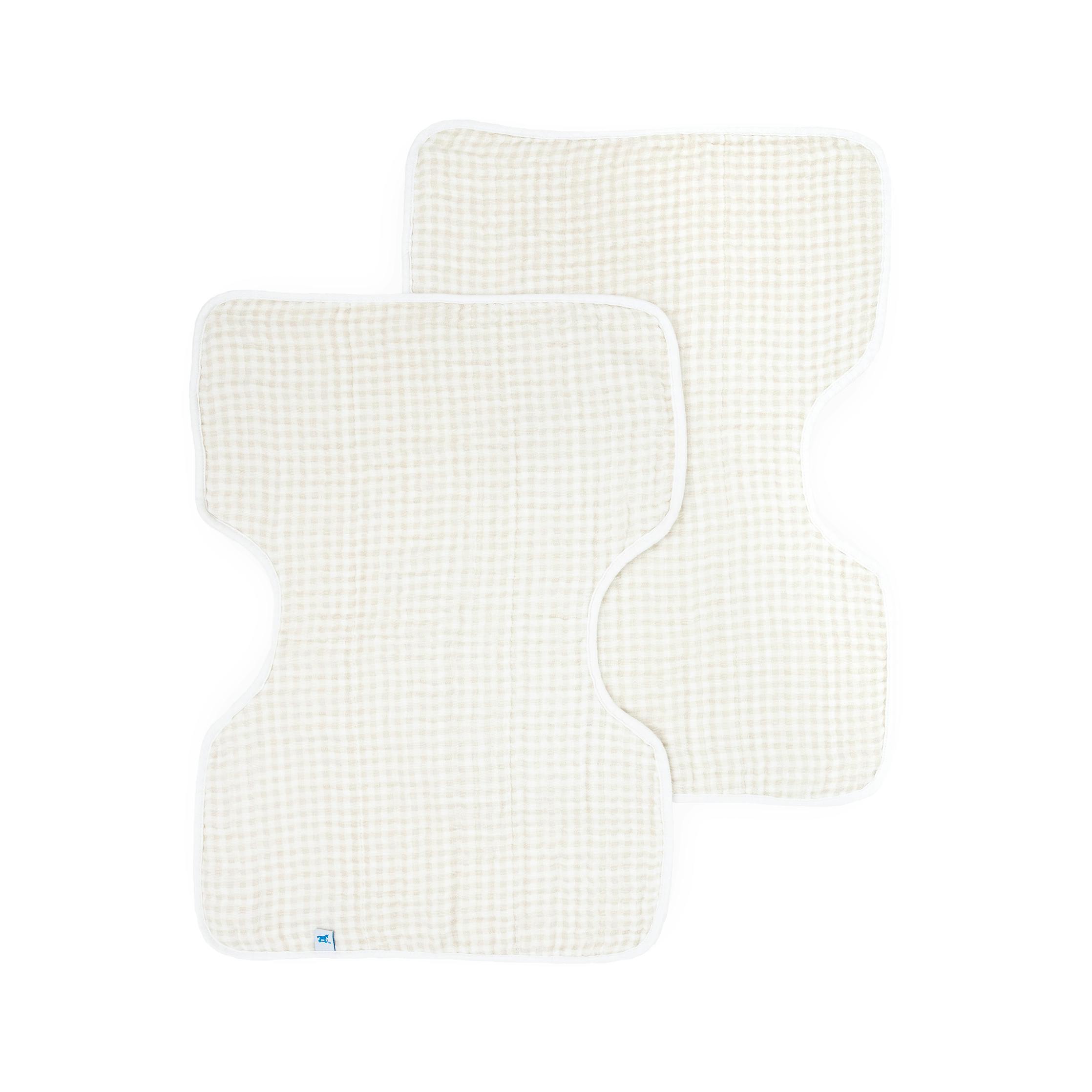 Cotton Muslin Burp Cloth 2 Pack - Tan Gingham