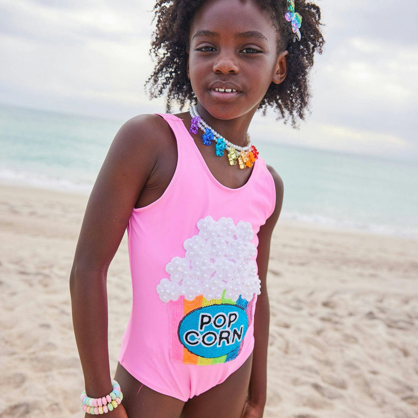 Popcorn & Pearls Sleeveless One-Piece Swimsuit