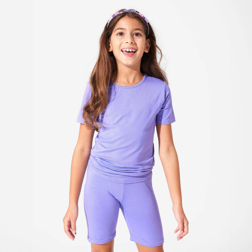 Poppin Purple Bamboo Kids Pajama Short Set