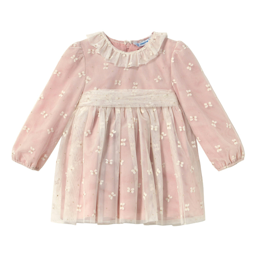Pink Embroidered Tulle Dress
