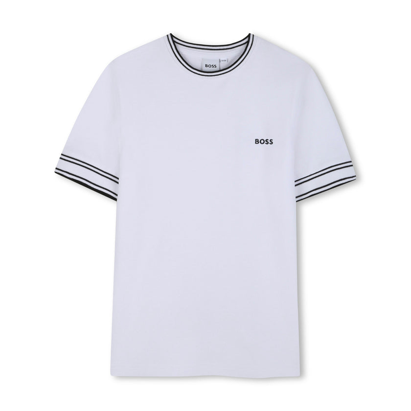 White Contrast Trim T-Shirt