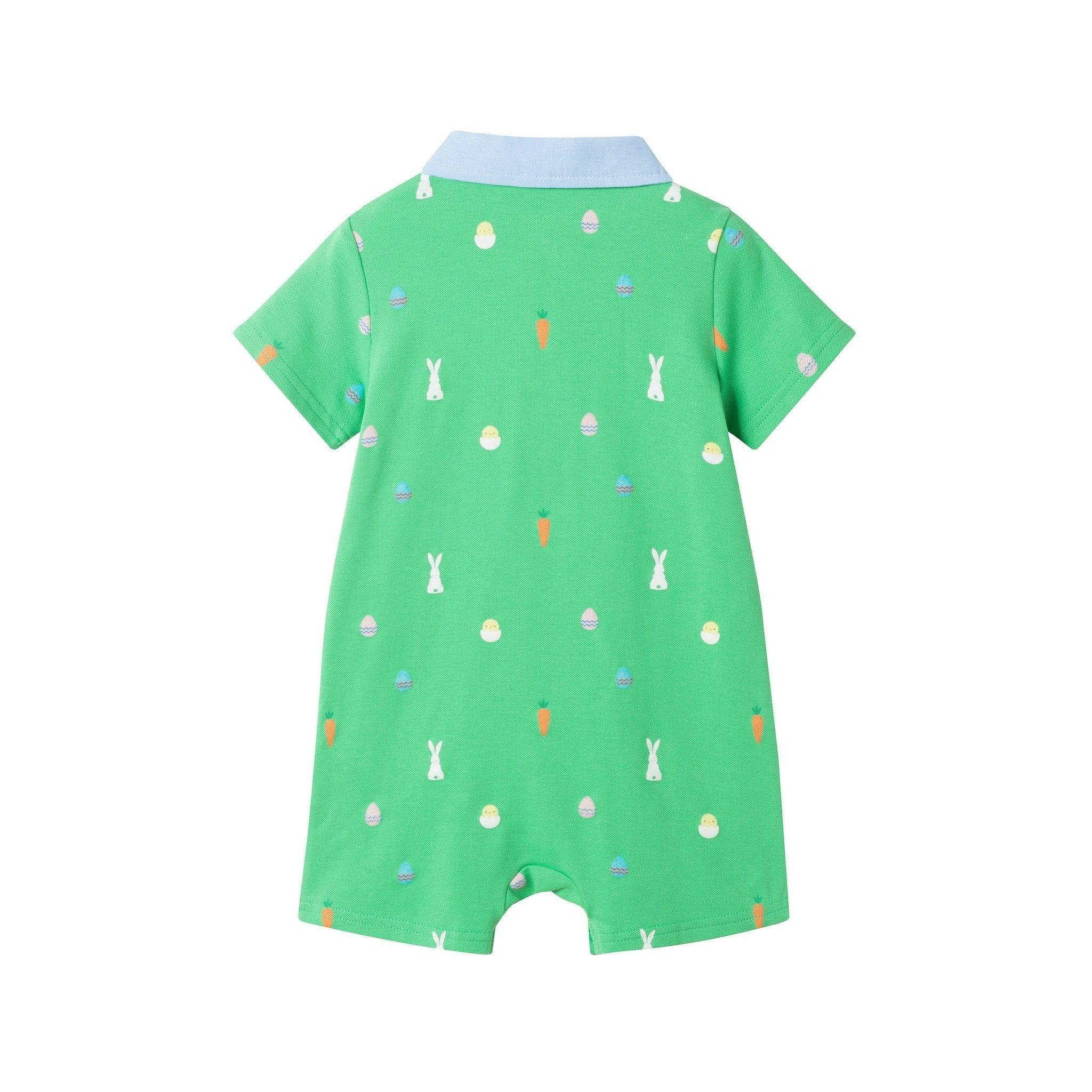 Infant Boys Printed Polo Romper | Bunny & Carrot
