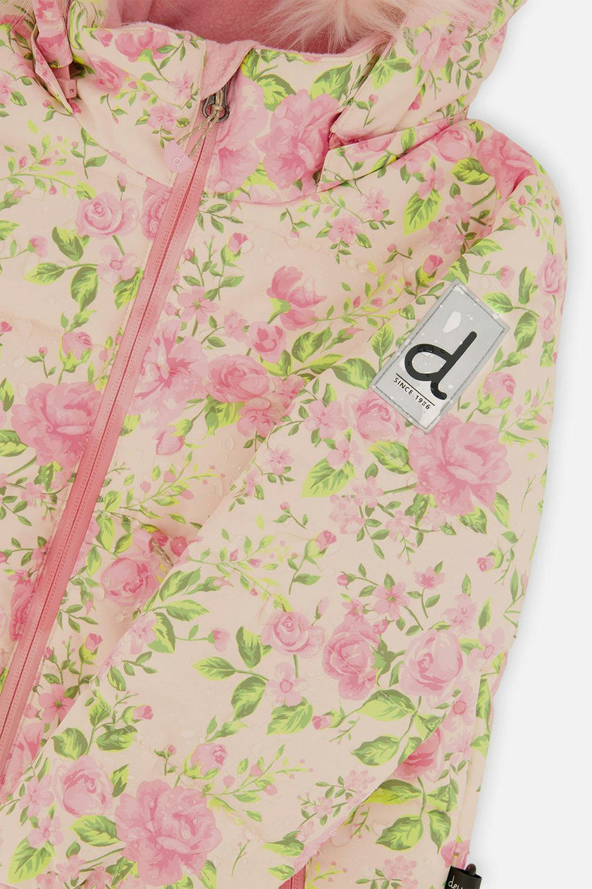 Two Piece Play Snowsuit Pink Minit Flower Print With Pink Pants