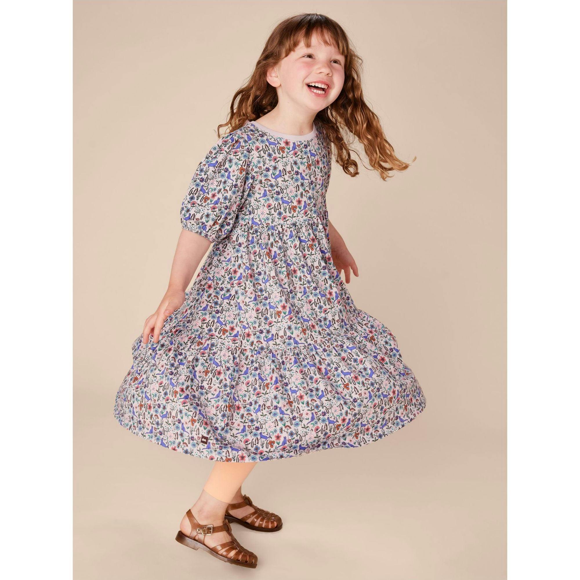 Flowy Tiered Midi Dress, Brown