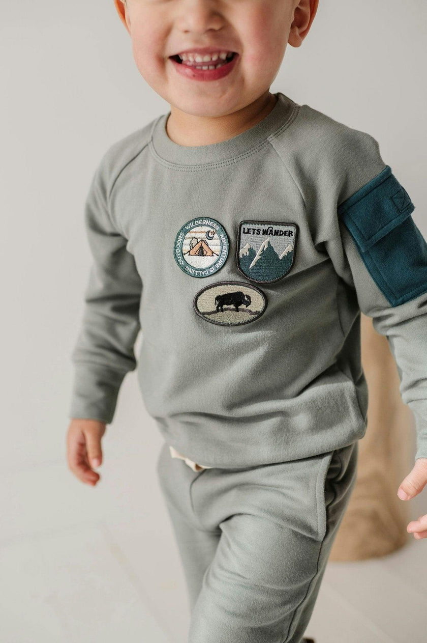 Boys Raglan Sweatshirt in Patches