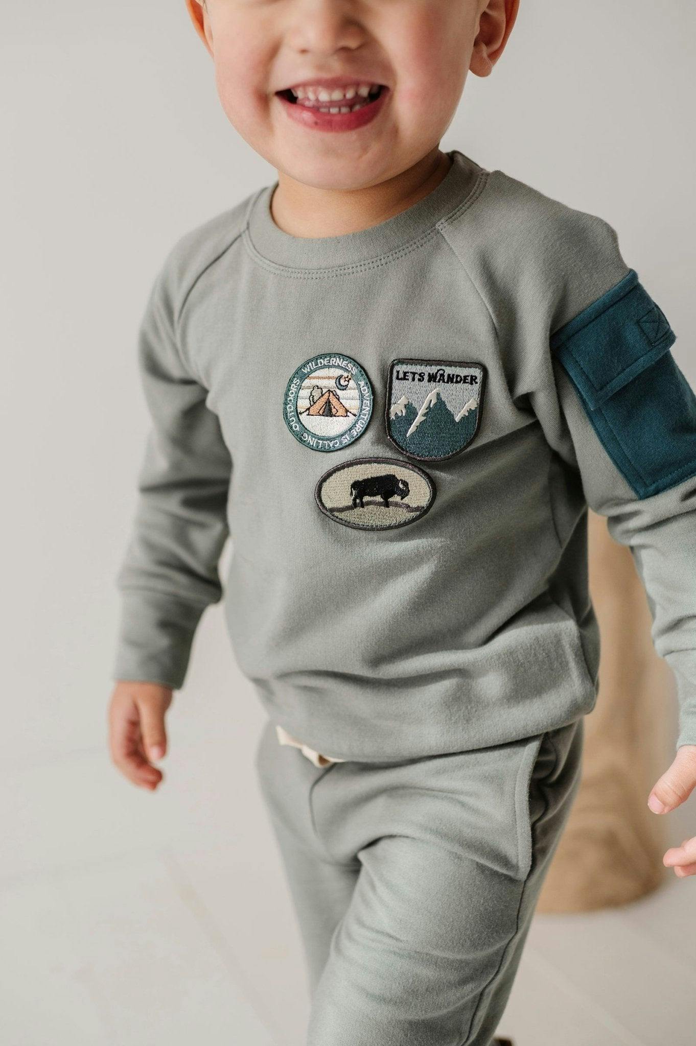 Boys Raglan Sweatshirt in Patches