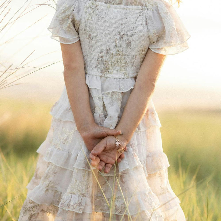 Mini Winnie Dress in Bright White Wispy Wildflower