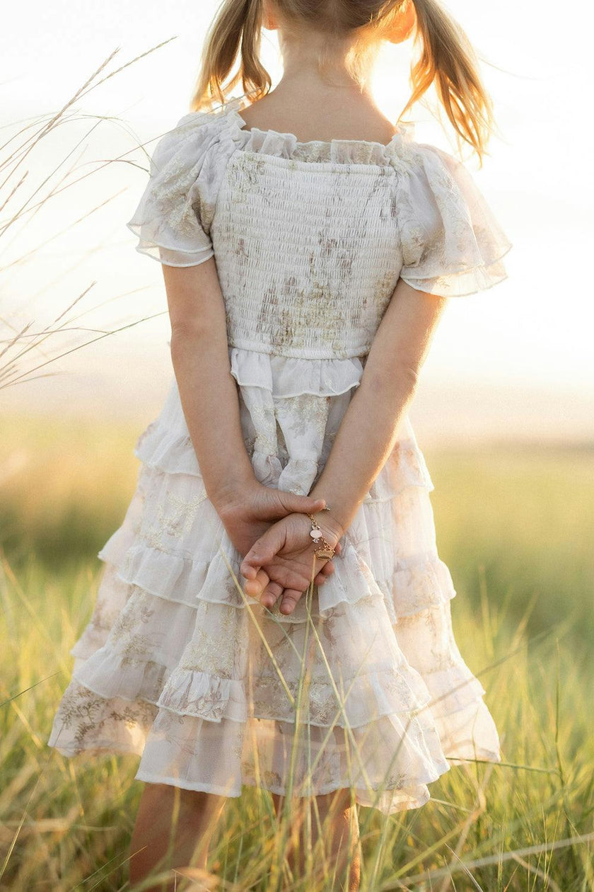 Mini Winnie Dress in Bright White Wispy Wildflower
