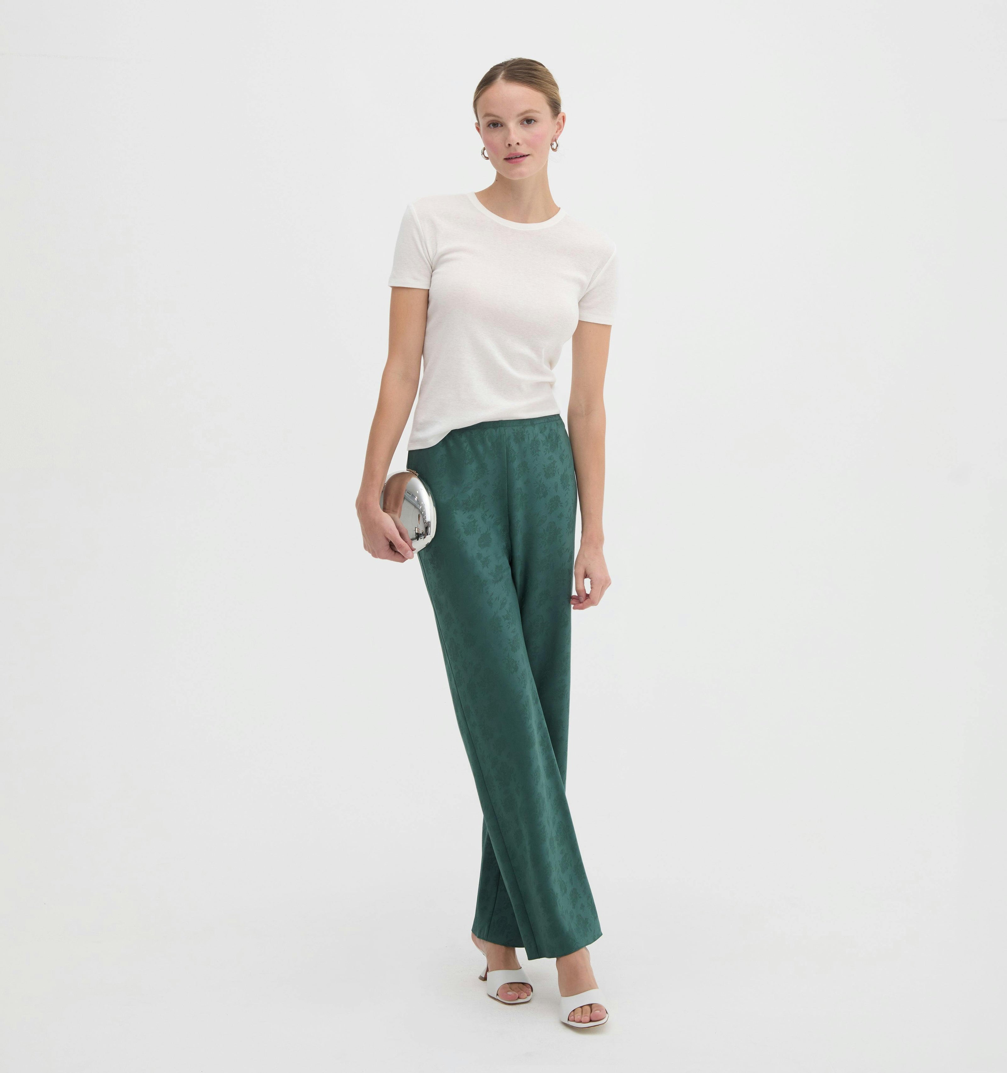 The Beverly Pant - Jadeite Floral Jacquard