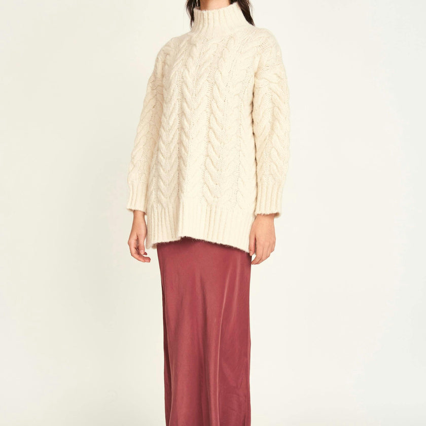 Salida Cable Turtleneck in Alabaster