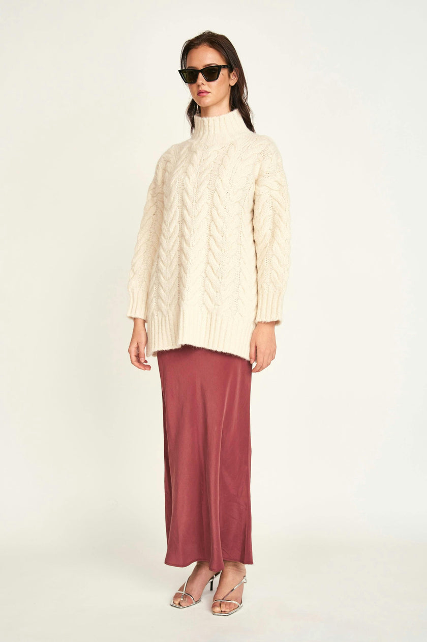 Salida Cable Turtleneck in Alabaster