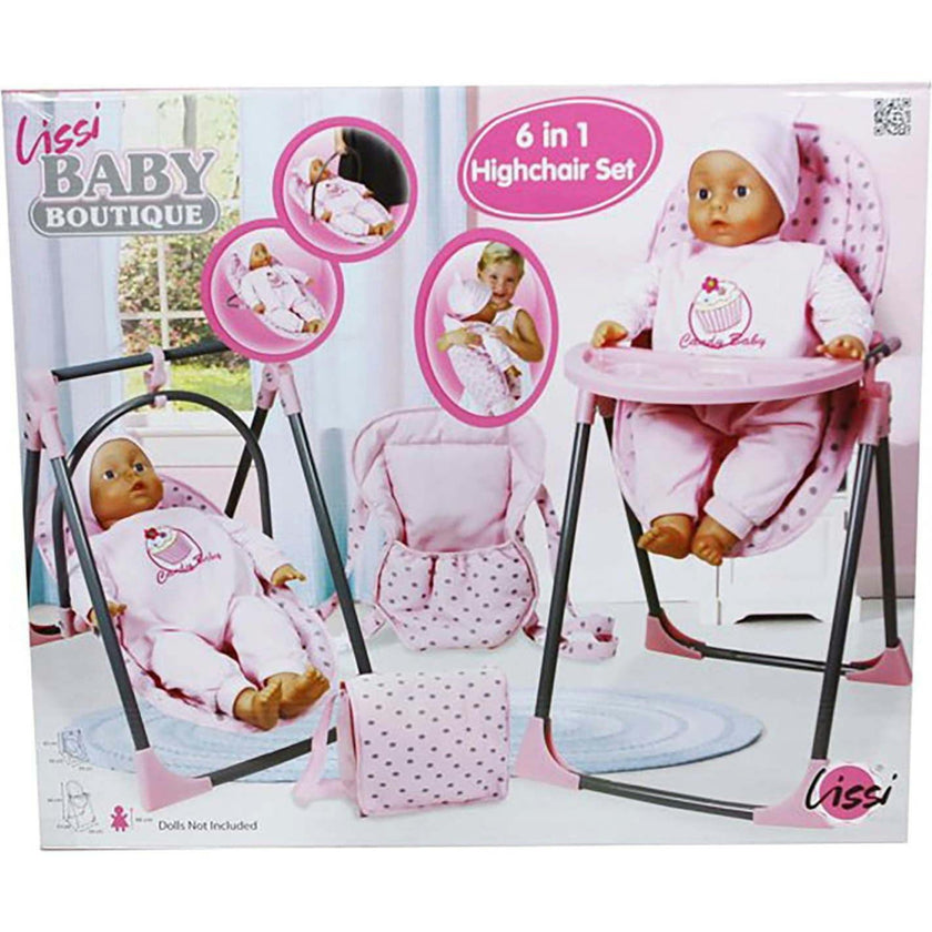 Lissi Baby Doll 6-in-1 Convertible Highchair Play Set Doll Accessory