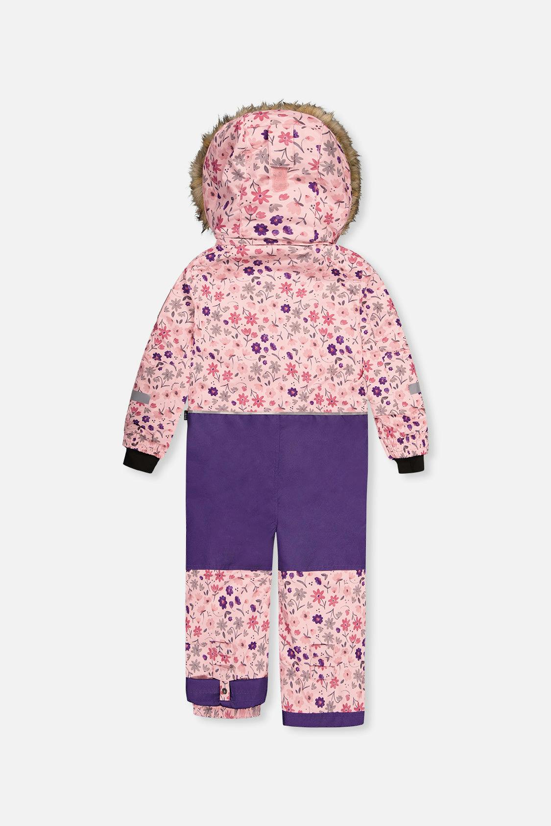Kids One Piece Play Snowsuit Pink Mini Flower Print