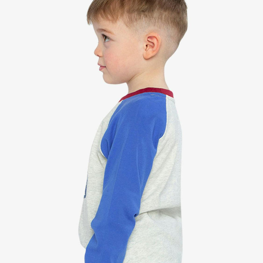Raglan T-Shirt Heather Grey, Red And Blue