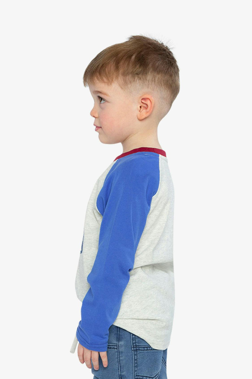 Raglan T-Shirt Heather Grey, Red And Blue
