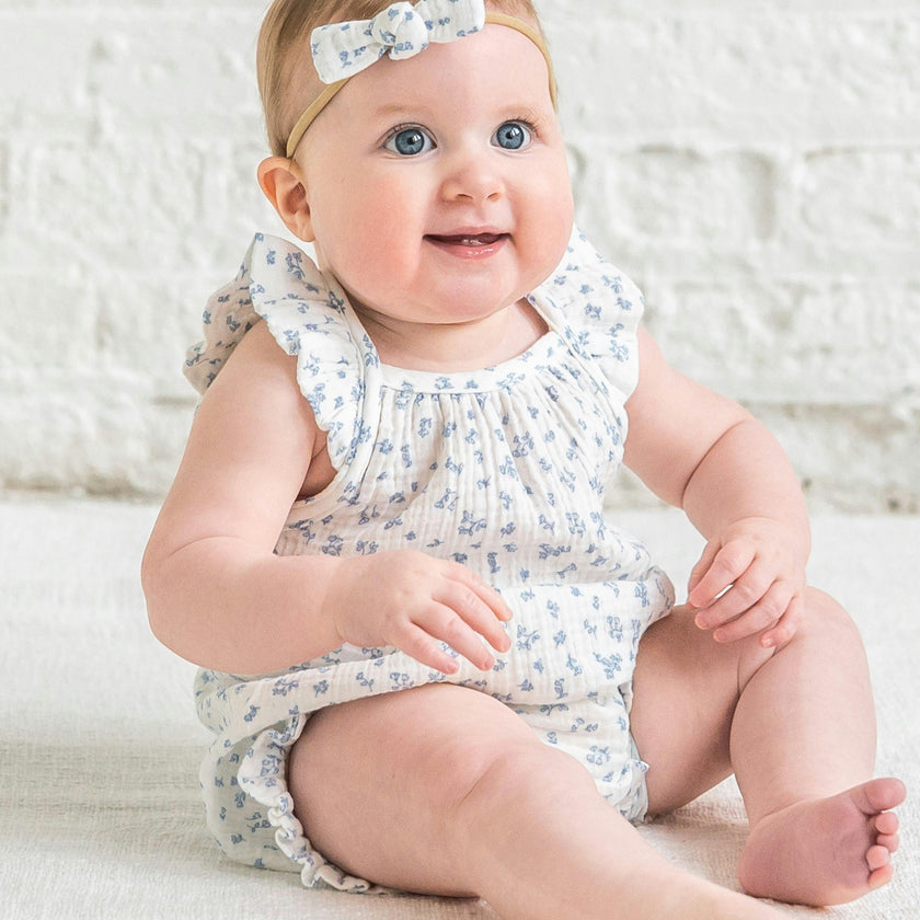 Sandra Muslin Tank Bubble Romper - Rosebay Floral / Coconut + Sea