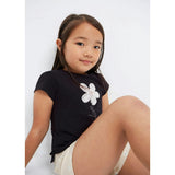 Black Daisy Embroidered T-Shirt