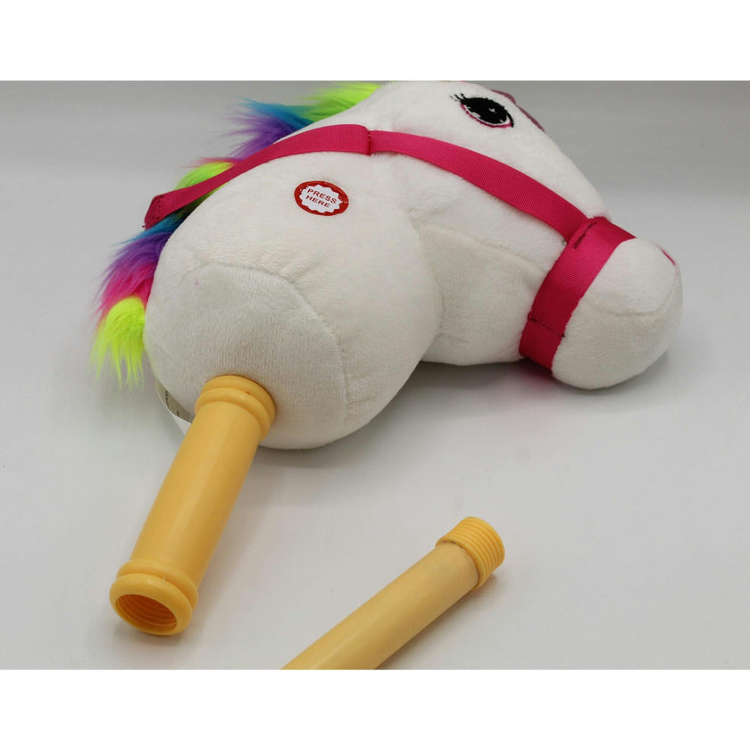 28" White Unicorn Plush Stick w/ Sounds