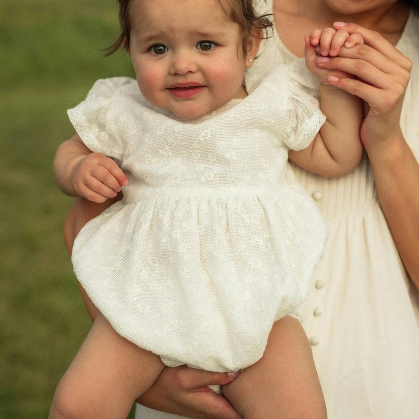 Baby Alaina Romper in Ivory
