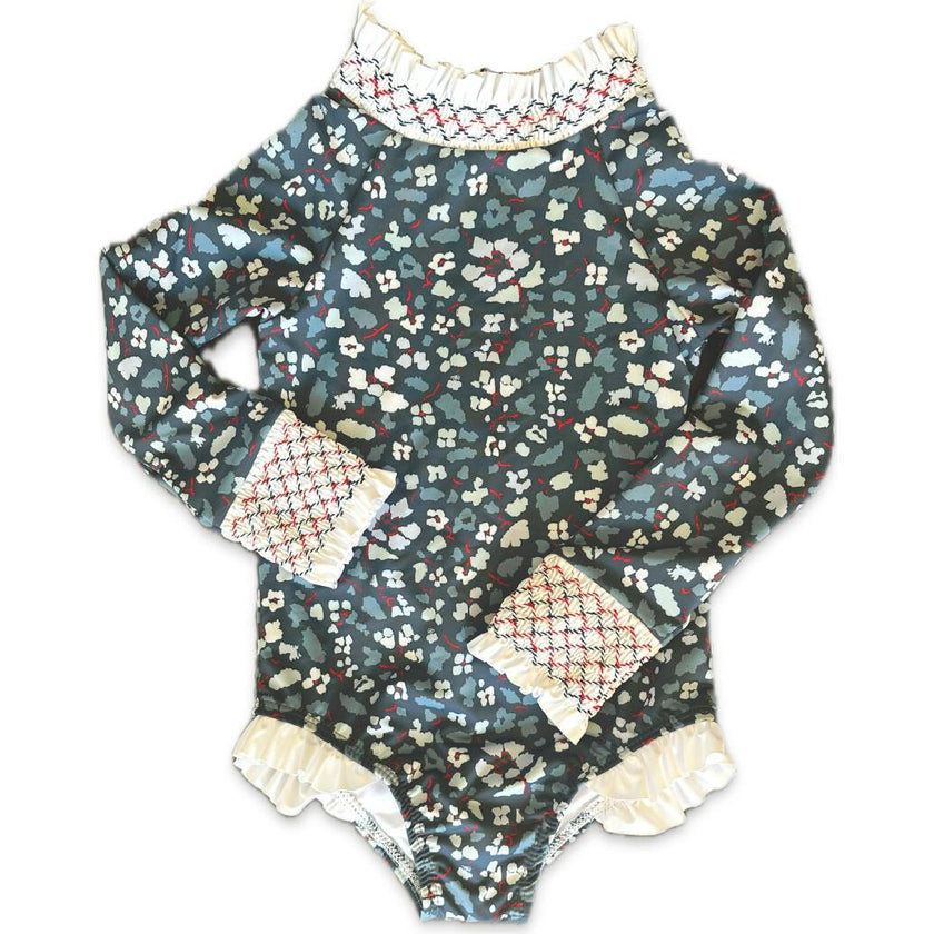 Austen Smocked Suit in Blue Darby