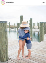Mommy & Me Sun Hat Set - Wildflower & Palmetto - French Blue Grosgrain Ribbon