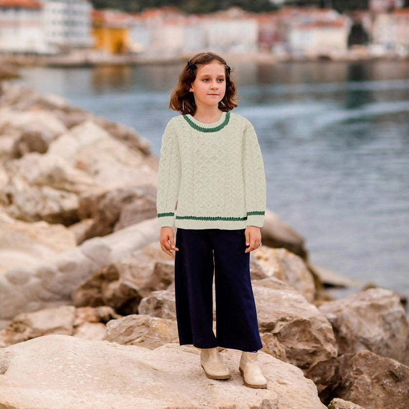 London Days Merino Sweater - Cream & Green