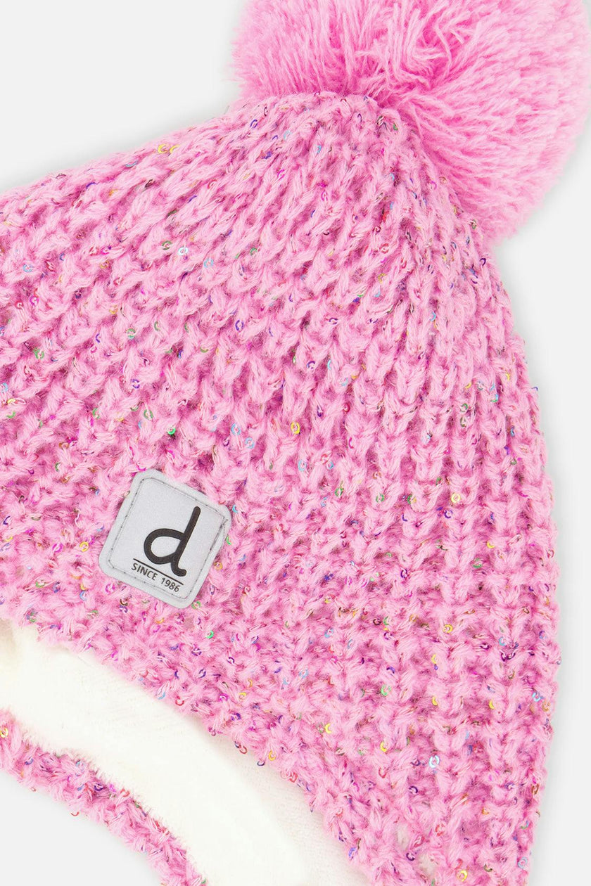 Baby Winter Peruvian Knit Hat with Pompom Pink