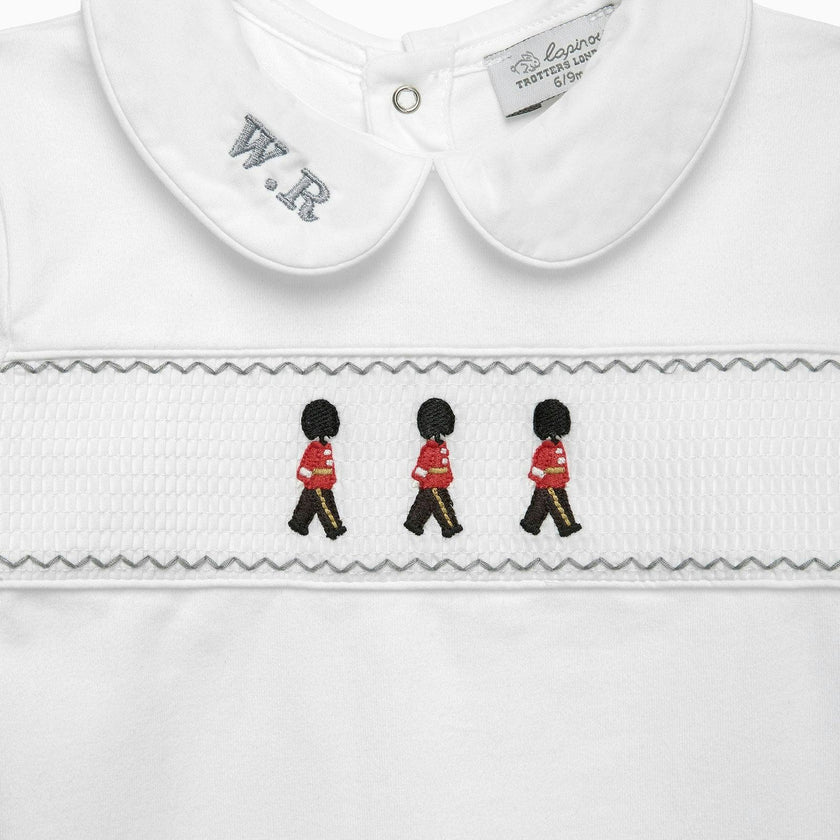 Baby Smocked Onesie in Guardsman