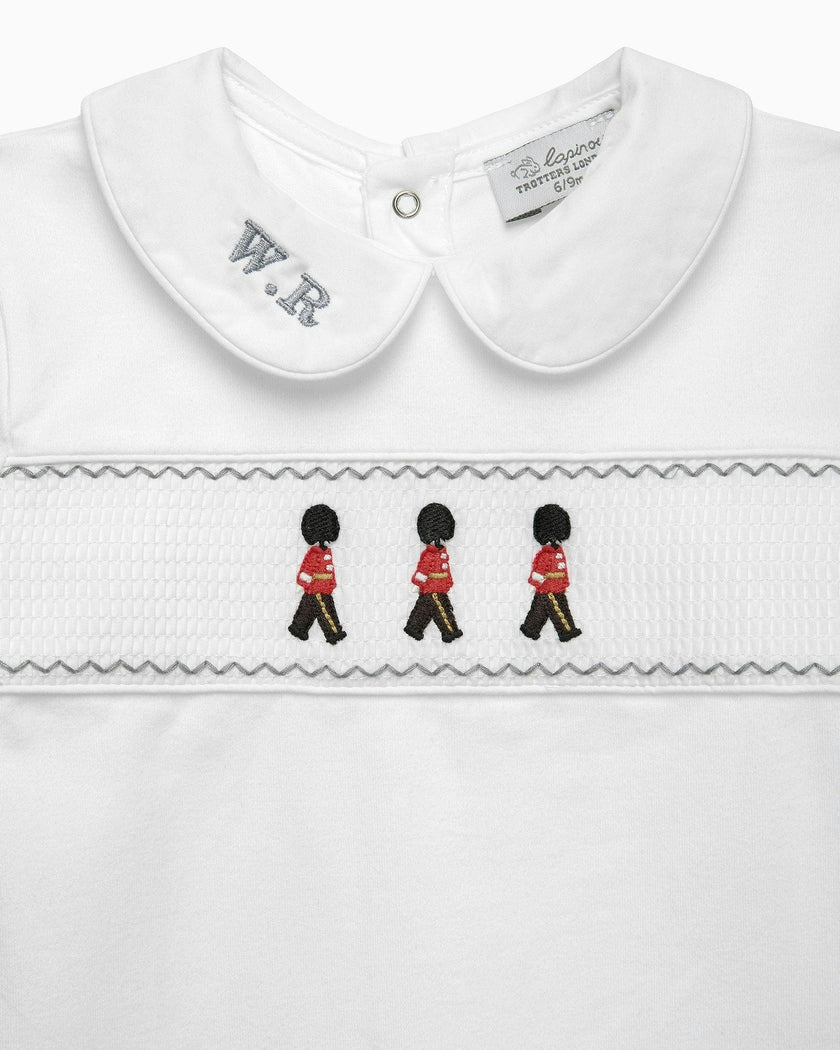 Baby Smocked Onesie in Guardsman