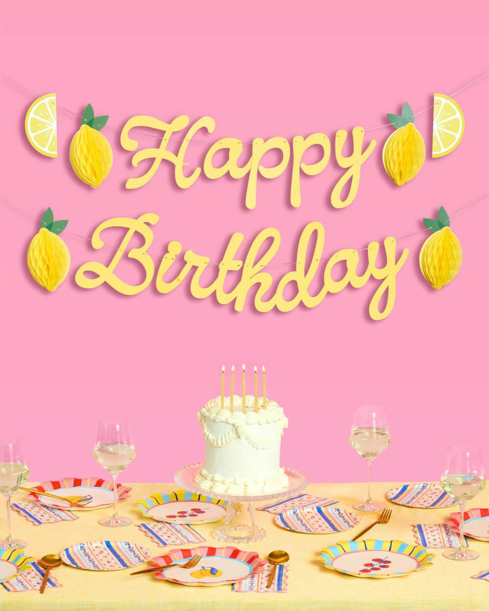 Happy Birthday Lemon Banner - lemon birthday banner