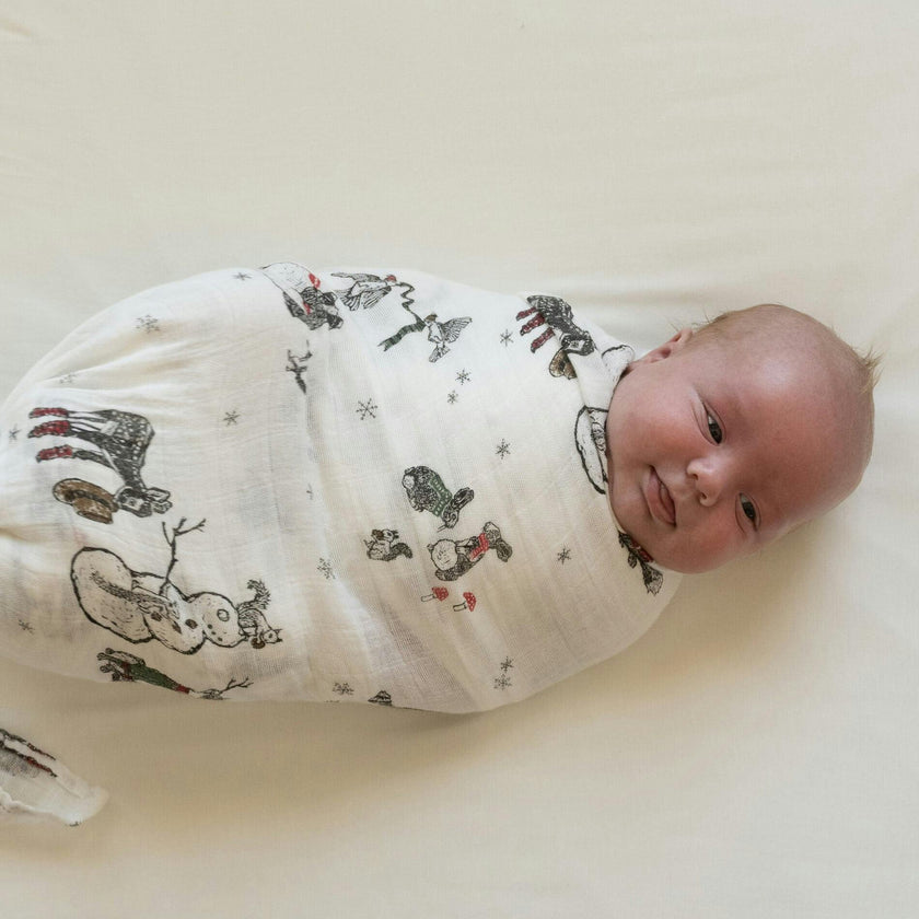 Cotton Muslin Swaddle Blanket 3 Pack - Snow Day