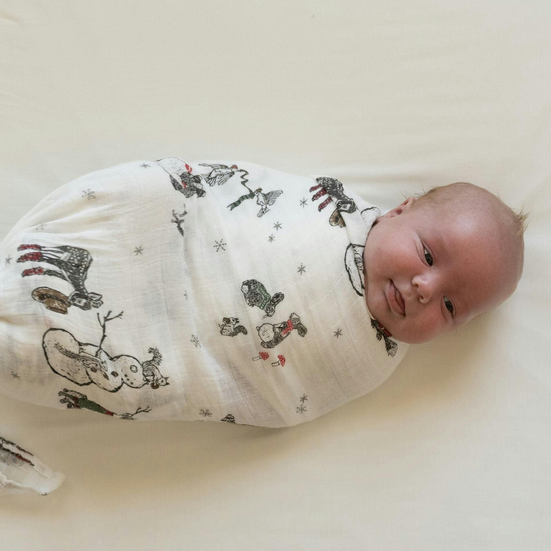Cotton Muslin Swaddle Blanket 3 Pack - Snow Day