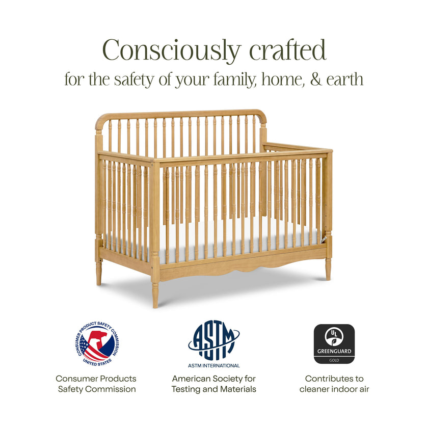 Liberty 4-in-1 Convertible Spindle Crib in Honey