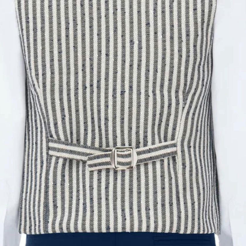 Gray Ruggero Striped Vest Outfit Set