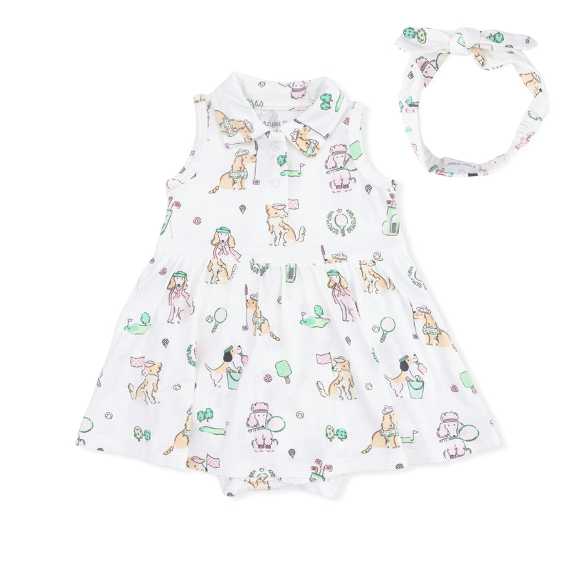Country Club Dogs Pink - Polo Tennis Dress & Headband